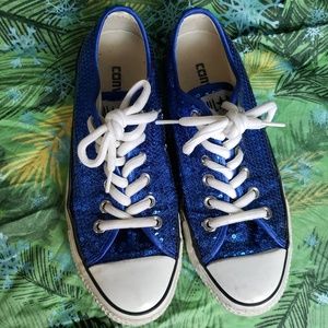 💙❄Blue Sequined Converse All Star Low Tops🦋💎